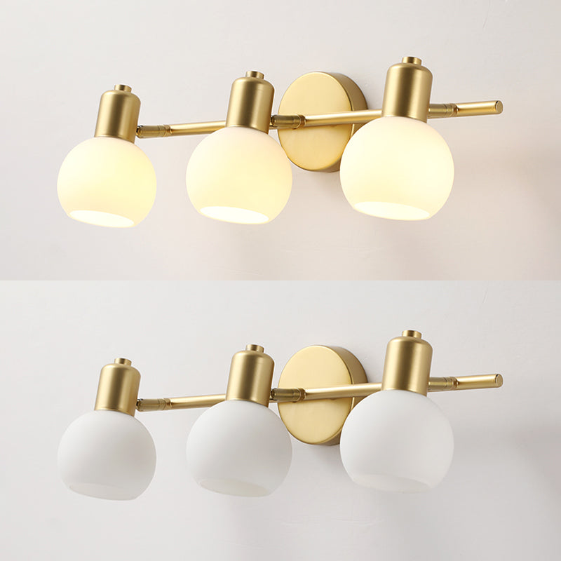 Traditional Globe Vanity Sconce Lights Milk Glass Wall Mount Light Fixture for Bathroom
