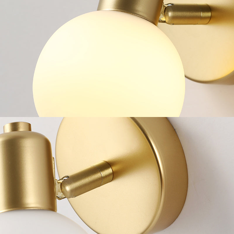 Traditional Globe Vanity Sconce Lights Milk Glass Wall Mount Light Fixture for Bathroom