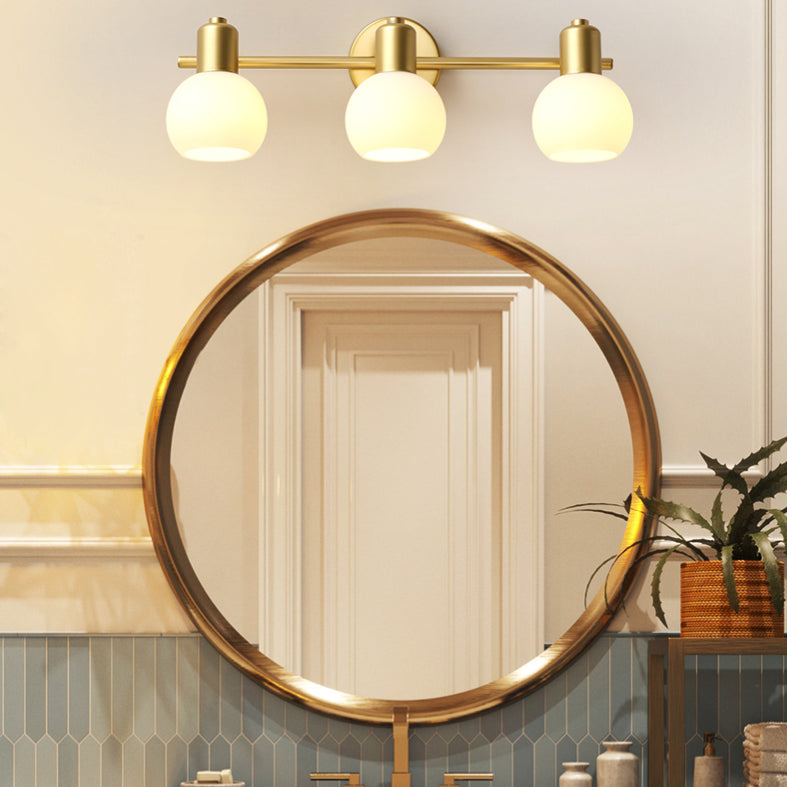 Traditional Globe Vanity Sconce Lights Milk Glass Wall Mount Light Fixture for Bathroom