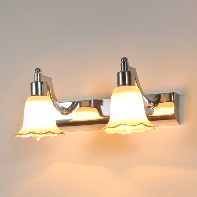 Traditional Simplicity Bell Vanity Sconce Lights Milk Glass Wall Mount Light Fixture for Bathroom