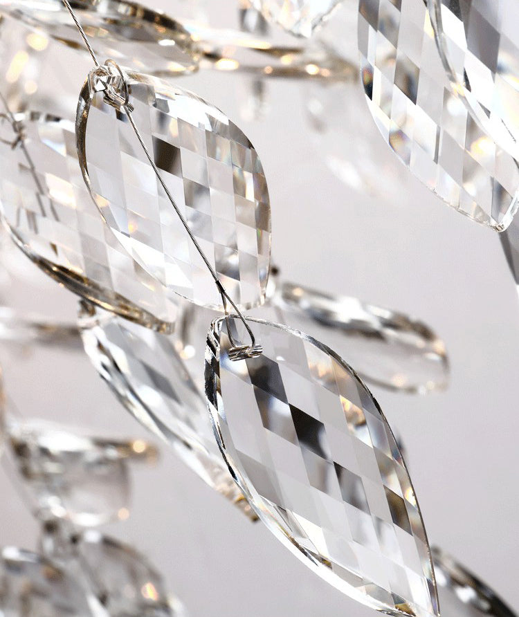 Gold Branches Suspended Lighting Fixture Rustic Crystal Living Room Chandelier Pendant Light