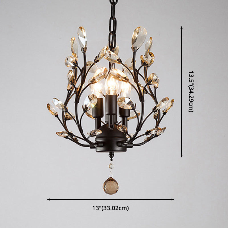 Branches Dinning Room Chandelier Light Fixture Rustic Crystal Black Hanging Chandelier