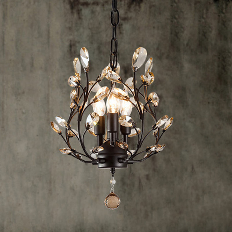 Branches Dinning Room Chandelier Light Fixture Rustic Crystal Black Hanging Chandelier