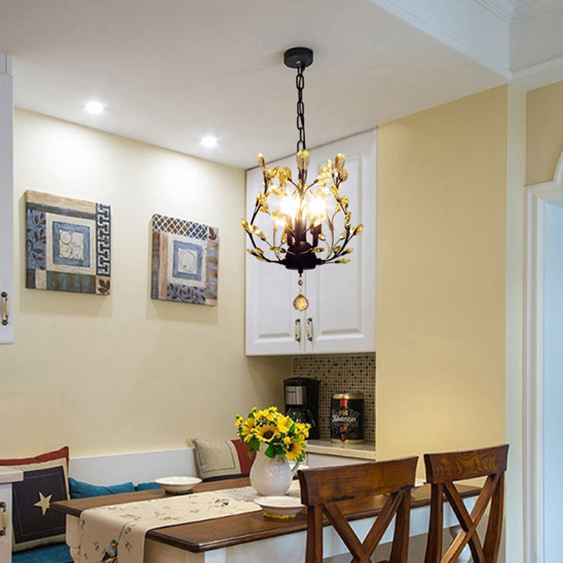 Branches Dinning Room Chandelier Lightture Rustic Crystal Black suspendu