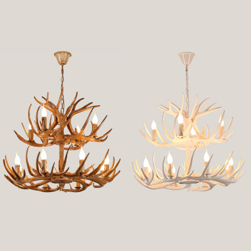 Resin Chandelier Lighting Fixture Deer Antler Traditional Chandelier Lighting for Restaurant