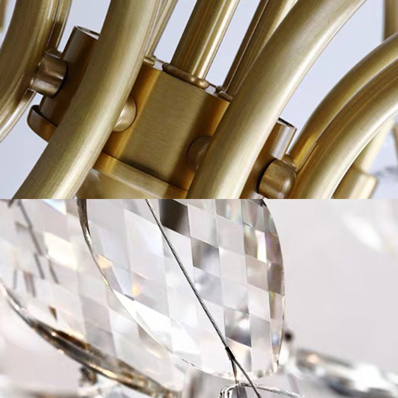 Crystal Branches Chandelier Light Fixture Rustic Living Room Pendant Chandelier in Gold
