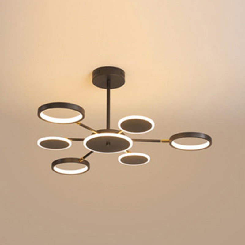 Círculos lámpara colgante de lámpara nórdica metal led techo ligero para sala de estar