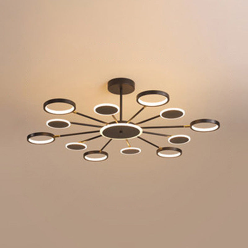 Círculos lámpara colgante de lámpara nórdica metal led techo ligero para sala de estar