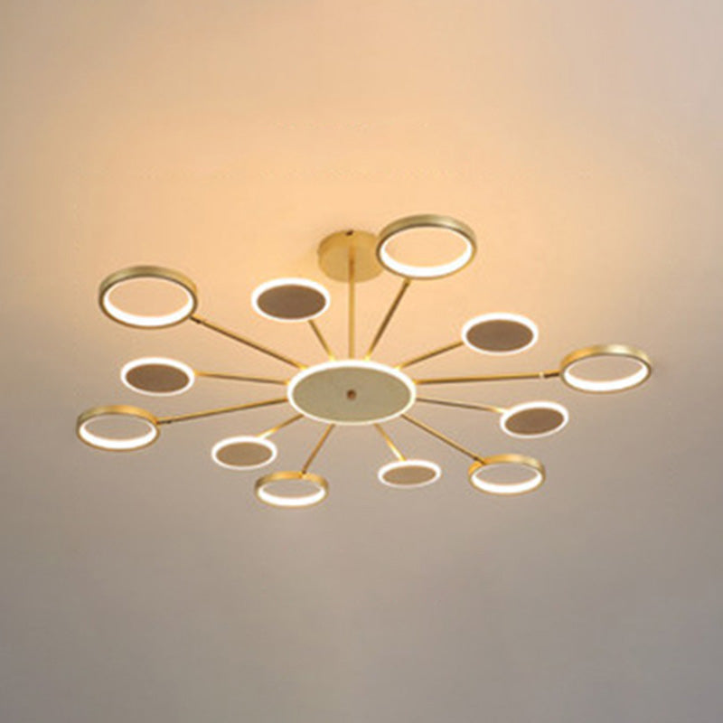 Círculos lámpara colgante de lámpara nórdica metal led techo ligero para sala de estar