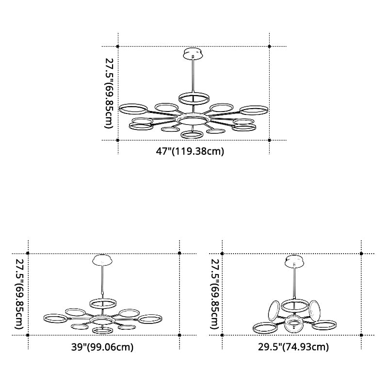 Círculos lámpara colgante de lámpara nórdica metal led techo ligero para sala de estar