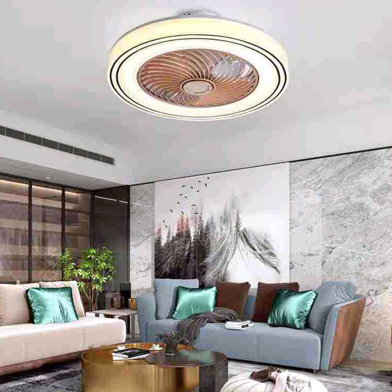 Kreisförmige Kinderschlafzimmer Deckenventilator Beleuchtung Acryl -Makkaron -LED Semi Flush Mount