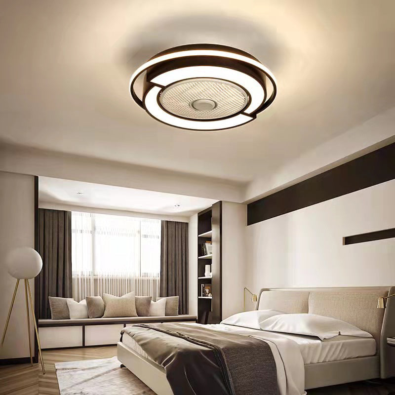 Spleißen trommelförmige LED -Deckenventilator Leuchte Nordische Metall Schlafzimmer Halbflush Mount Leuchte