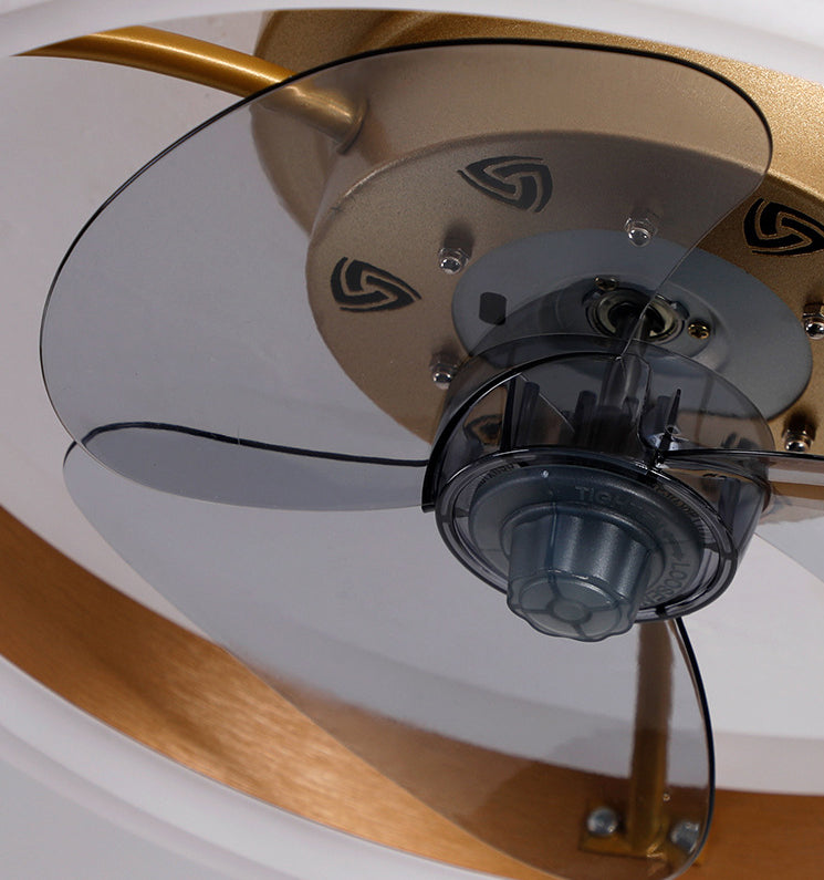 Halo Ring Acrylic Fan Lamp Fixture Minimalist LED Semi Flush Ceiling Lighting for Bedroom
