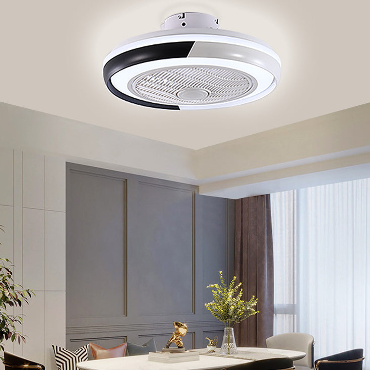 Runde Wohnzimmer Deckenlüftungslampe Metallic Moderne LED Semi Flush Leuchte