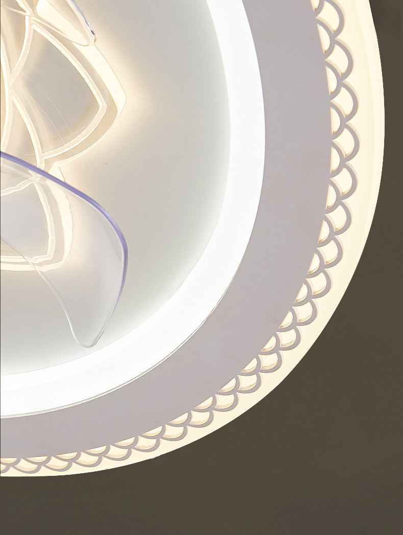 Weiße und goldene runde Lüfterlampe Einfachheit LED ACRYLIC SEMI BUSH Deckenleuchte mit Fernbedienung