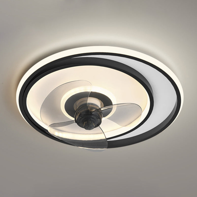 Einfachheit Ring geformt Deckenventilator Beleuchtung Acryl -LED -Schlafzimmer Halbblüzlicht in Schwarz und Weiß