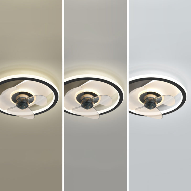 Einfachheit Ring geformt Deckenventilator Beleuchtung Acryl -LED -Schlafzimmer Halbblüzlicht in Schwarz und Weiß