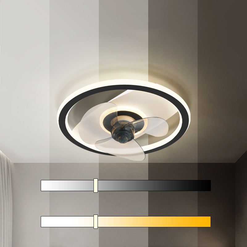 Einfachheit Ring geformt Deckenventilator Beleuchtung Acryl -LED -Schlafzimmer Halbblüzlicht in Schwarz und Weiß