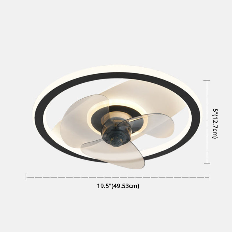 Einfachheit Ring geformt Deckenventilator Beleuchtung Acryl -LED -Schlafzimmer Halbblüzlicht in Schwarz und Weiß