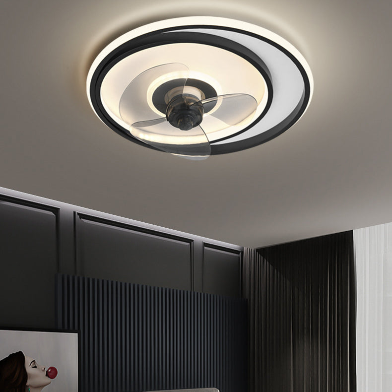 Einfachheit Ring geformt Deckenventilator Beleuchtung Acryl -LED -Schlafzimmer Halbblüzlicht in Schwarz und Weiß