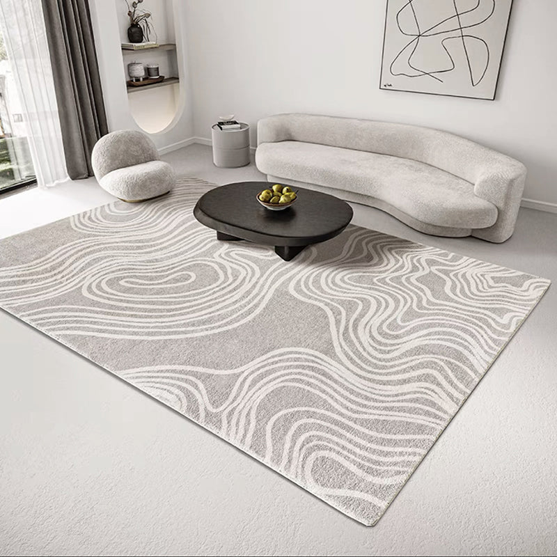 Apricot Abstract Indoor Rug Polyester Modern Carpet Non-Split Backing Rug for Living Room