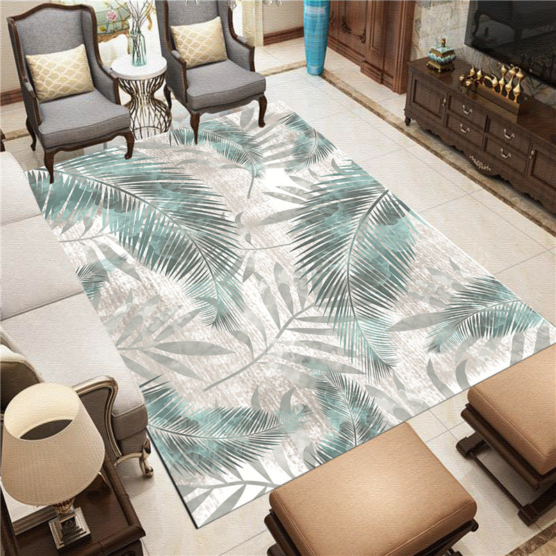 Green Plants Carpet Polyester Casual Area Rug Non-Split Backing Indoor Carpet for Indoor Room