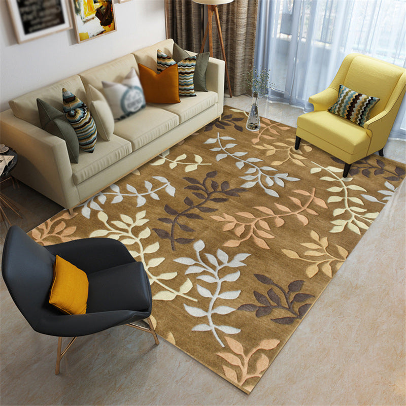 Green Plants Carpet Polyester Casual Area Rug Non-Split Backing Indoor Carpet for Indoor Room