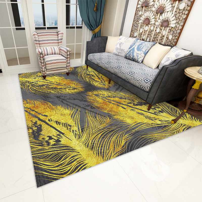 Green Plants Carpet Polyester Casual Area Rug Non-Split Backing Indoor Carpet for Indoor Room