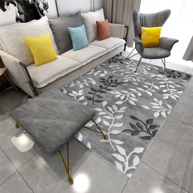 Green Plants Carpet Polyester Casual Area Rug Non-Split Backing Indoor Carpet for Indoor Room