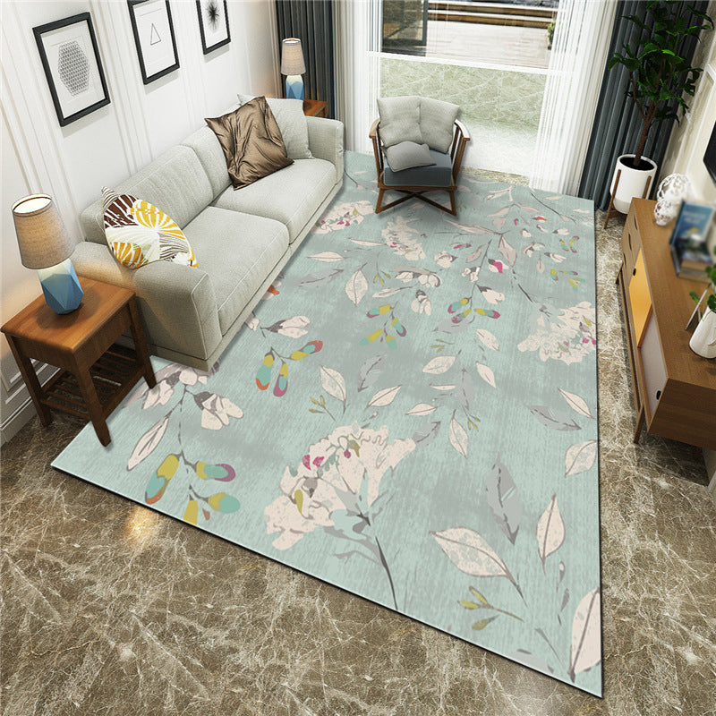 Green Plants Carpet Polyester Casual Area Rug Non-Split Backing Indoor Carpet for Indoor Room