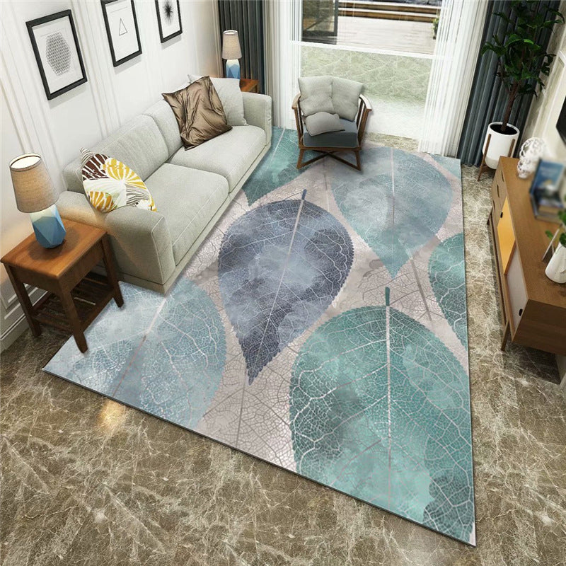 Green Plants Carpet Polyester Casual Area Rug Non-Split Backing Indoor Carpet for Indoor Room