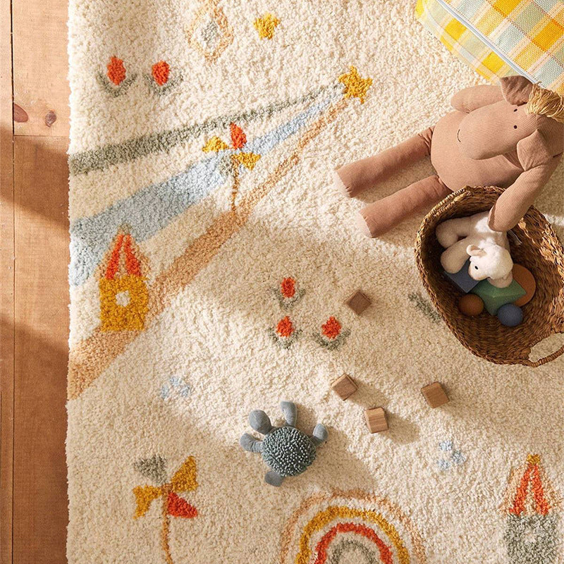 Soft Animals Area Rug Khaki Kids Indoor Rug Polyester Non-Split Backing Carpet for Bedroom