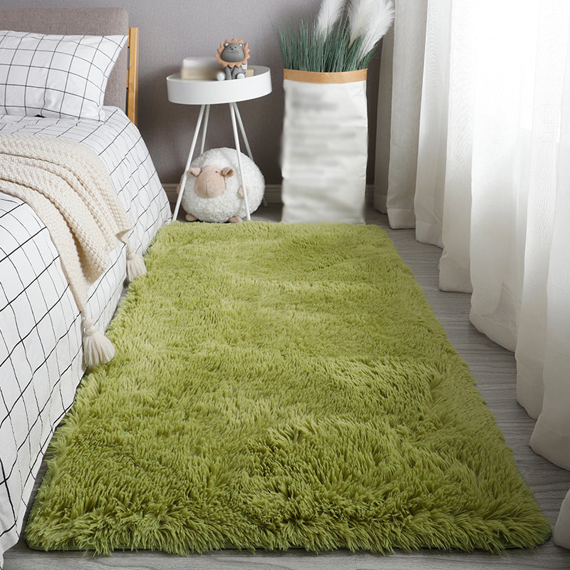 Contemporary Plain Living Room Carpet Polyester Indoor Rug Friendly Washable Shag Area Rug