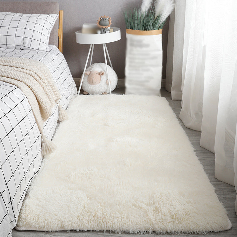 Contemporary Plain Living Room Carpet Polyester Indoor Rug Friendly Washable Shag Area Rug