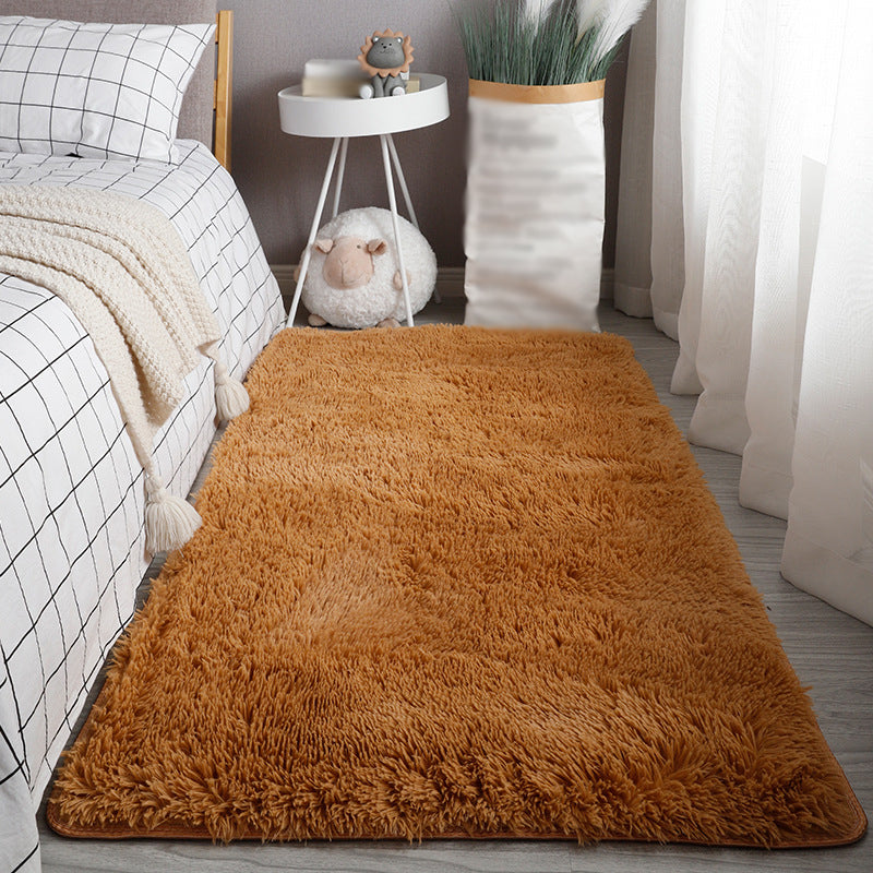 Contemporary Plain Living Room Carpet Polyester Indoor Rug Friendly Washable Shag Area Rug