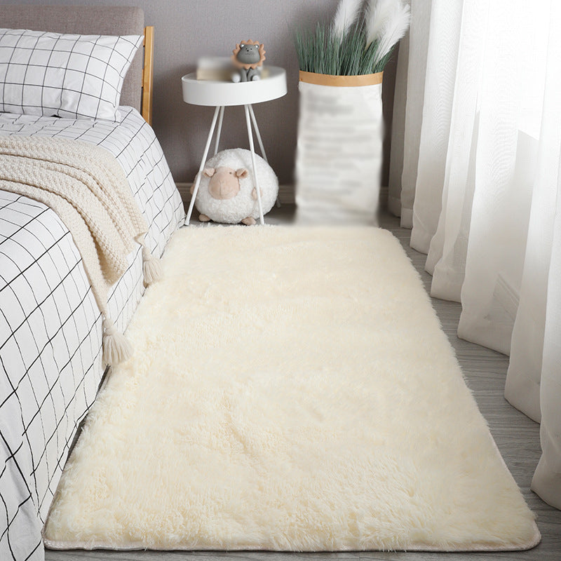 Contemporary Plain Living Room Carpet Polyester Indoor Rug Friendly Washable Shag Area Rug