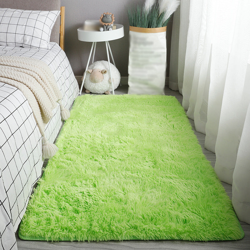 Contemporary Plain Living Room Carpet Polyester Indoor Rug Friendly Washable Shag Area Rug