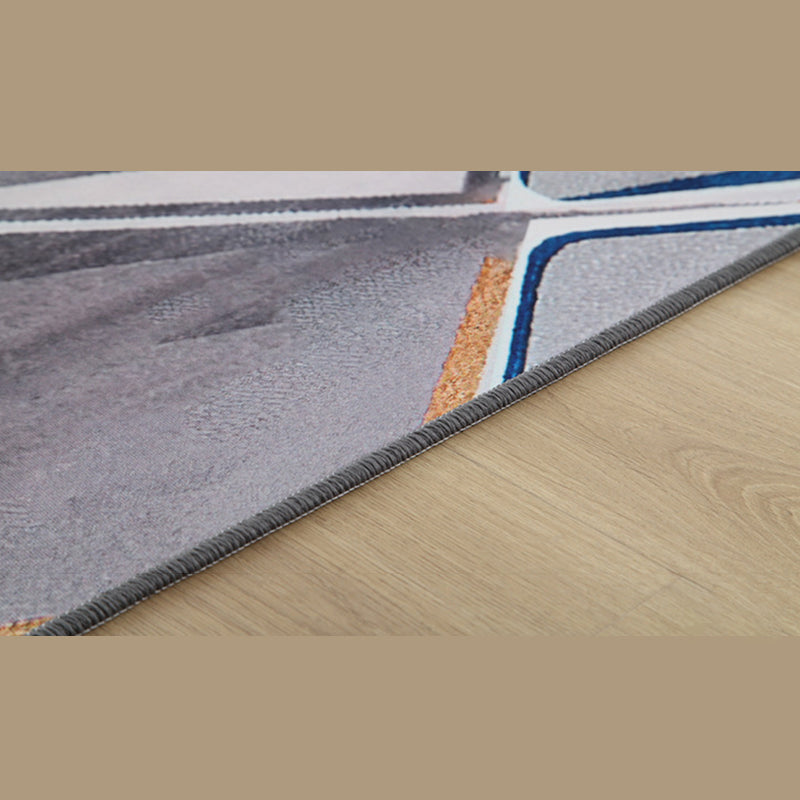 Blue Contemporary Area Rug Polyester Abstract Carpet Non-Split Backing Rug for Home Decor