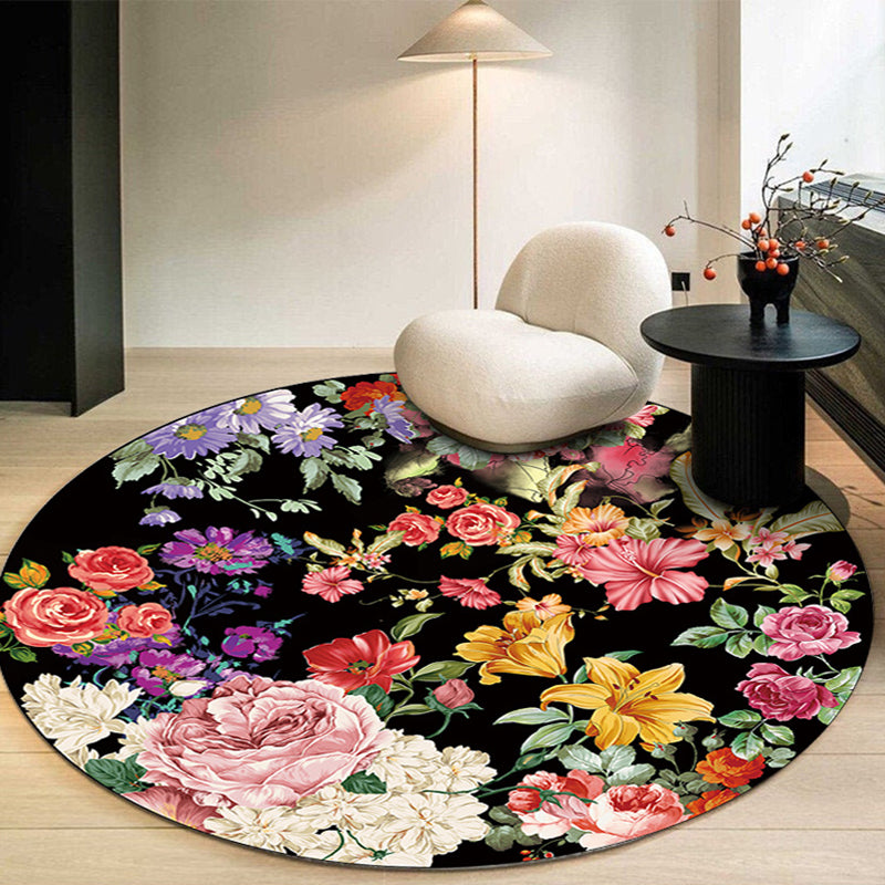 Minimalist Plants Area Carpet Blue Polyester Indoor Rug Anti-Split Rug for Home Decoration