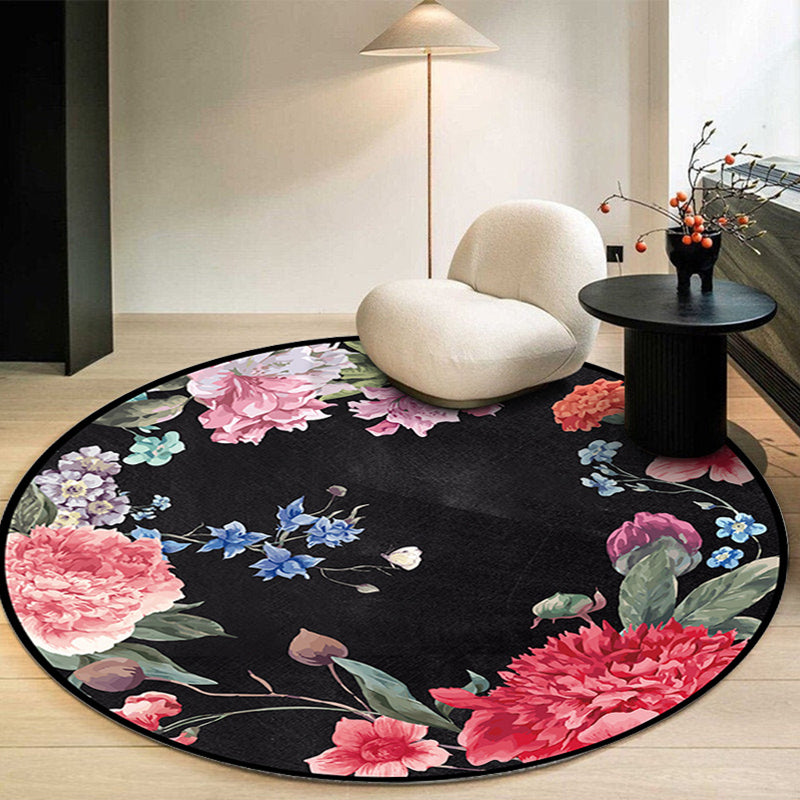 Minimalist Plants Area Carpet Blue Polyester Indoor Rug Anti-Split Rug for Home Decoration