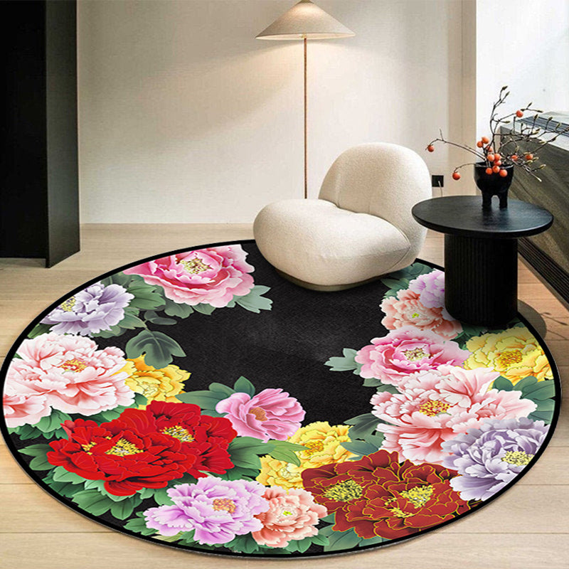 Minimalist Plants Area Carpet Blue Polyester Indoor Rug Anti-Split Rug for Home Decoration