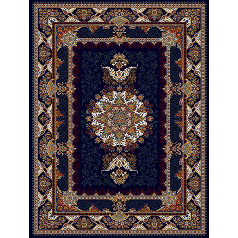 Multicolor Tribal Symbols Rug Moroccan Polyester Carpet Anti-Slip Backing Area Rug for Living Room