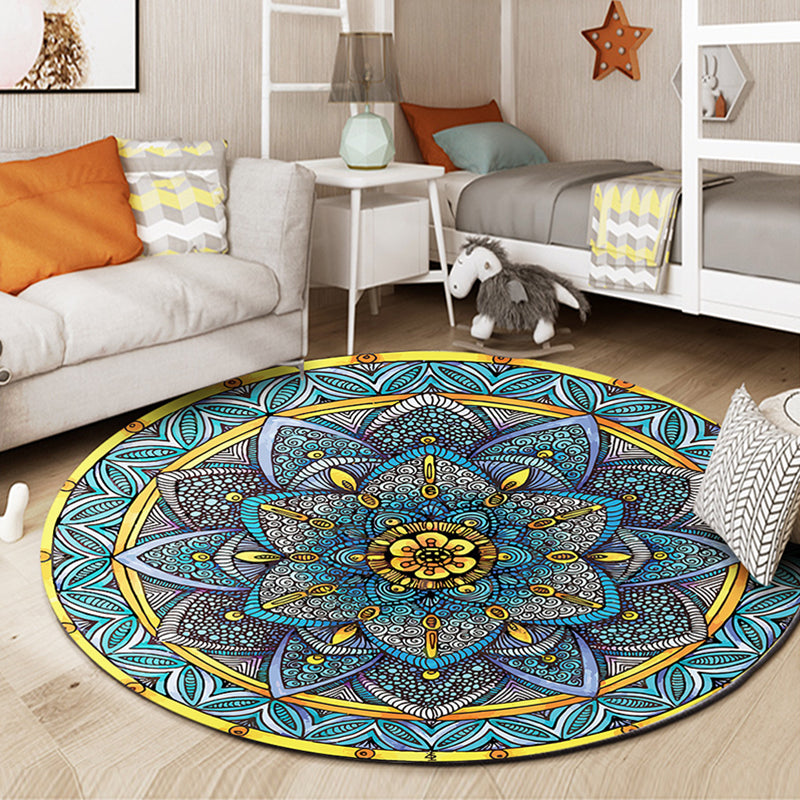 Bohemian Living Room tapis médaillon vert Polyester Polyester Anti-Split Intérieur tapis