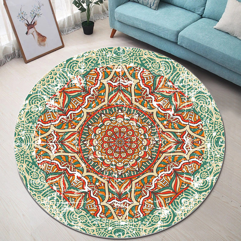 Bohemian Living Room tapis médaillon vert Polyester Polyester Anti-Split Intérieur tapis
