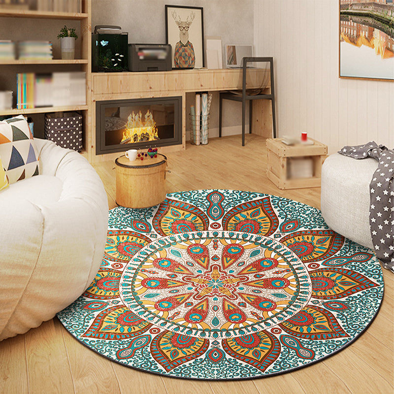 Bohemian Living Room tapis médaillon vert Polyester Polyester Anti-Split Intérieur tapis