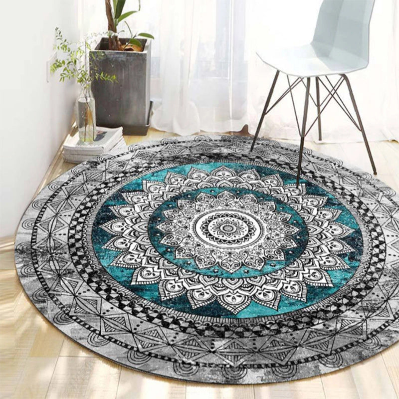 Bohemian Living Room tapis médaillon vert Polyester Polyester Anti-Split Intérieur tapis
