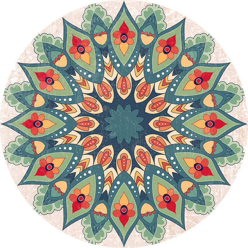 Bohemian Living Room tapis médaillon vert Polyester Polyester Anti-Split Intérieur tapis