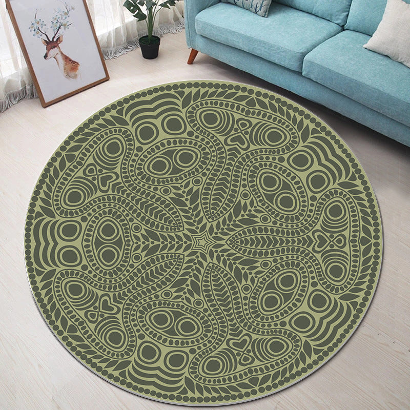 Bohemian Living Room tapis médaillon vert Polyester Polyester Anti-Split Intérieur tapis
