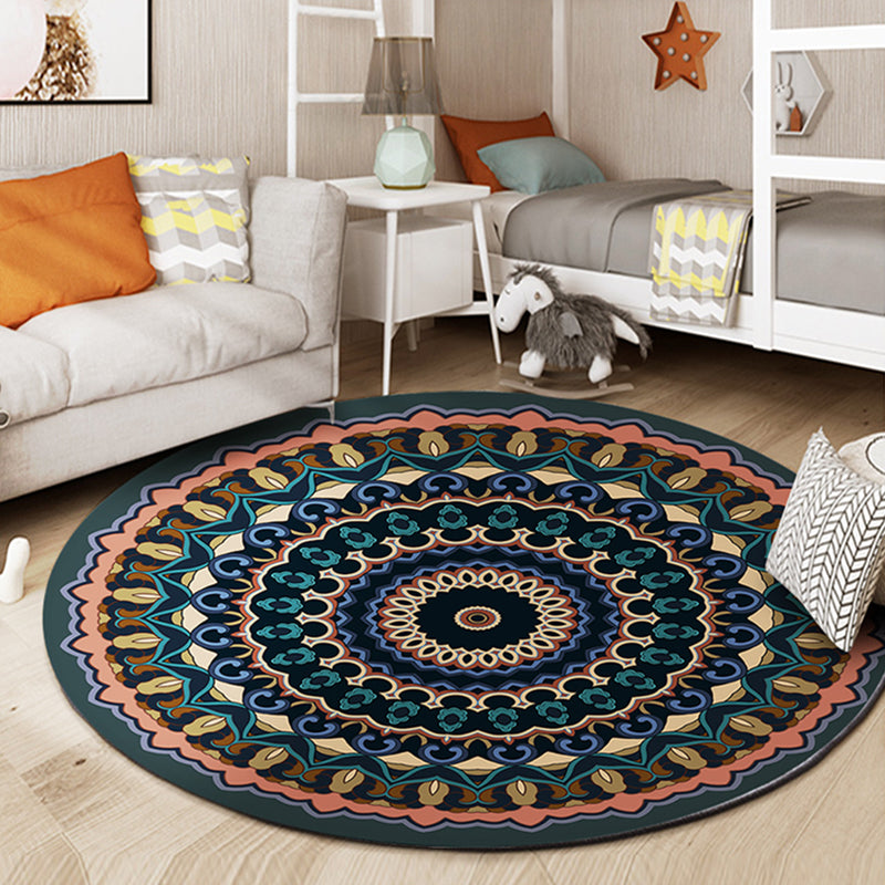 Bohemian Living Room tapis médaillon vert Polyester Polyester Anti-Split Intérieur tapis