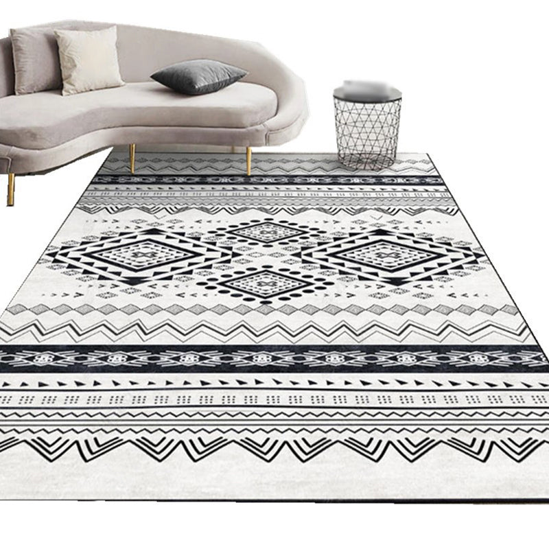 Grey Bohemian Area Carpet Polyester Americana Pattern Area Rug Anti-Slip Rug for Home Decor